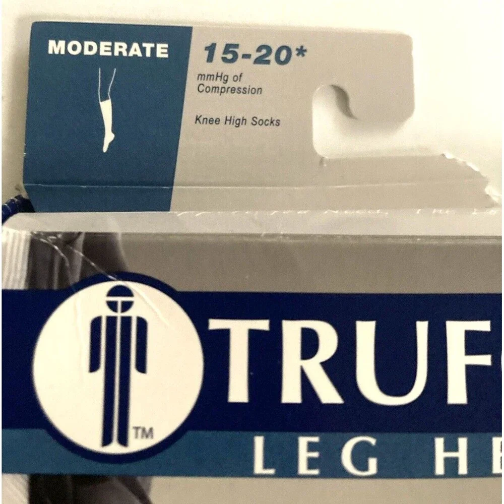 New Truform Mens Knee High Compression Socks Large Moderate Black 15-20 Open Box